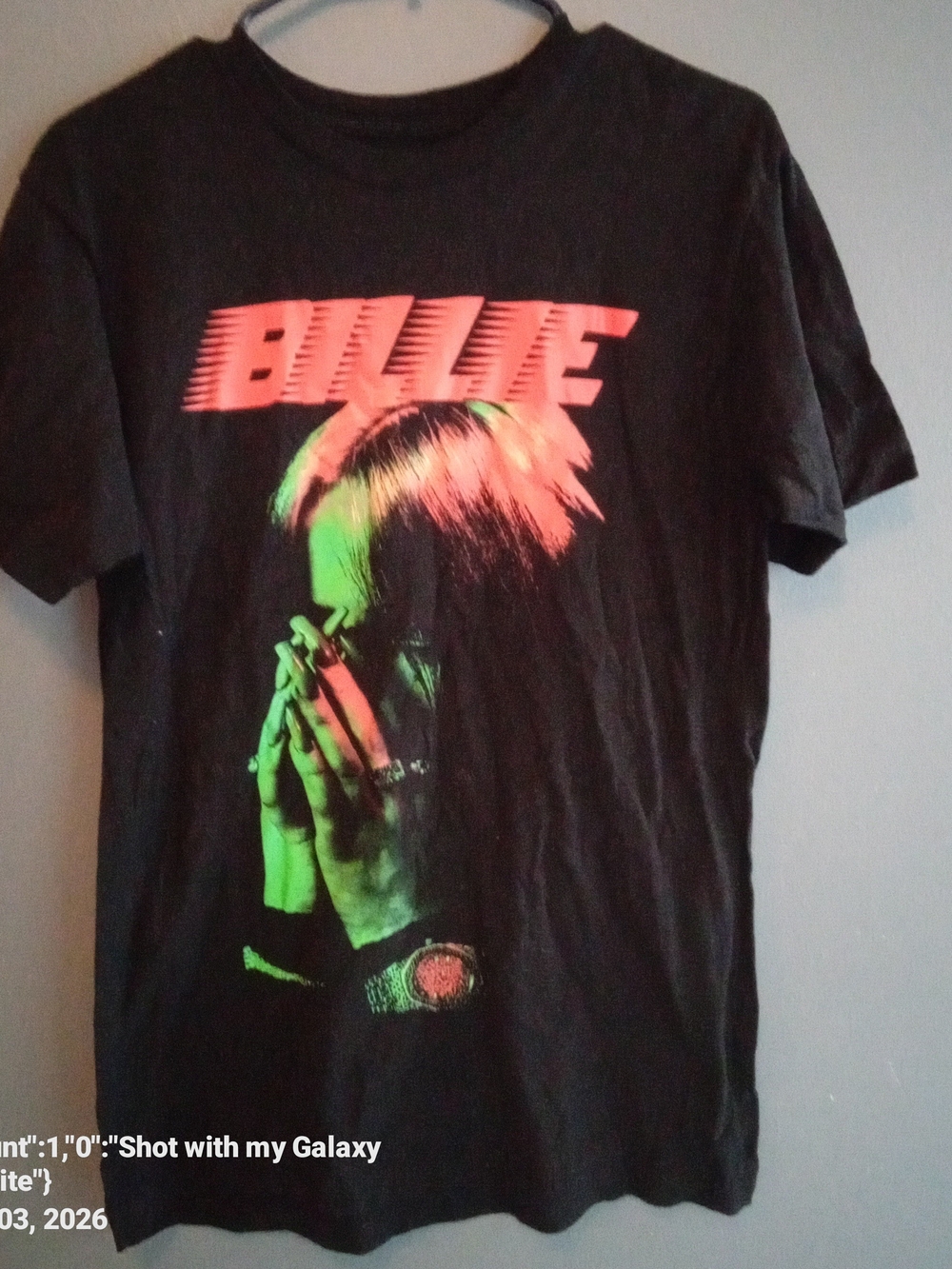 Gildan Black Billie Graphic Tee with Neon Green & Neon Pink Print